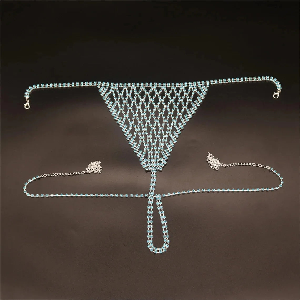 Rhinestone Body Chain Set - Blue Tassel Crystal Bikini Jewelry