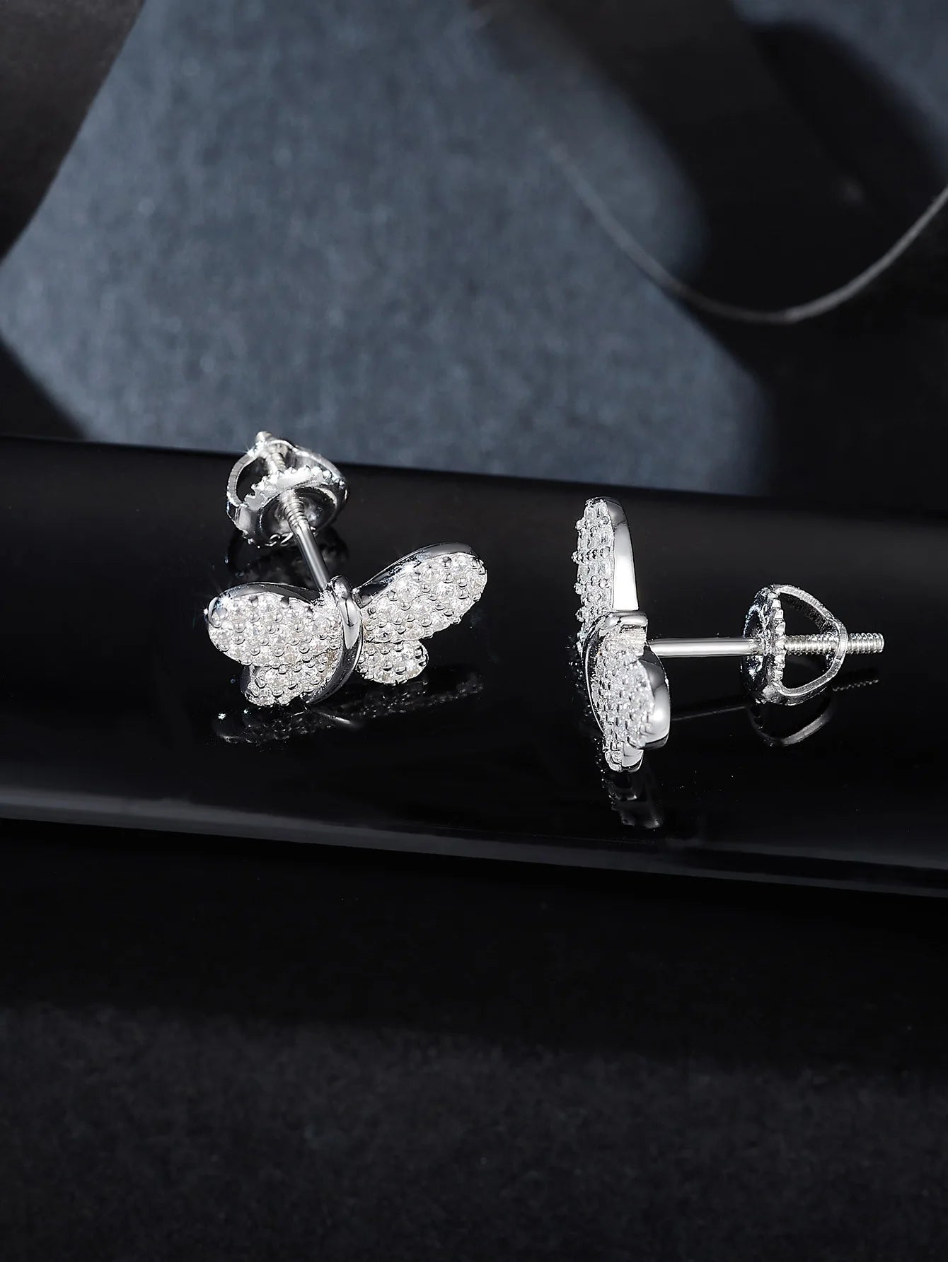 Butterfly Moissanite Stud Earrings - Gold Plated Engagement & Bridal Jewelry