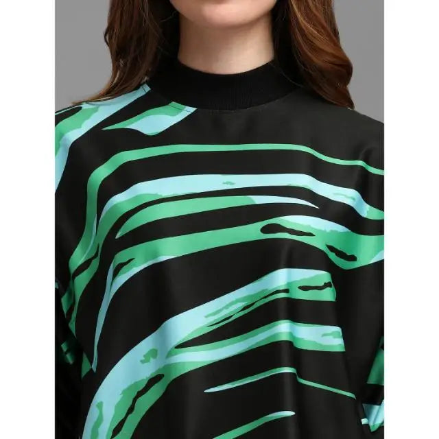 2-Piece Set - High Neck Printed Crop Top & Midi Pencil Skirt