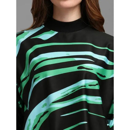 2-Piece Set - High Neck Printed Crop Top & Midi Pencil Skirt