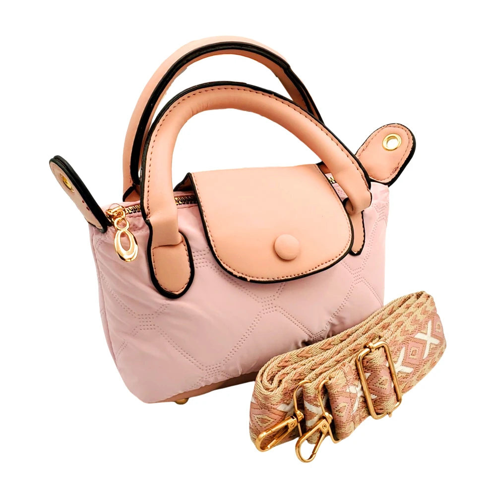 Laminated Tote Bag with Gold Chain Strap - Stylish Casual Handbag