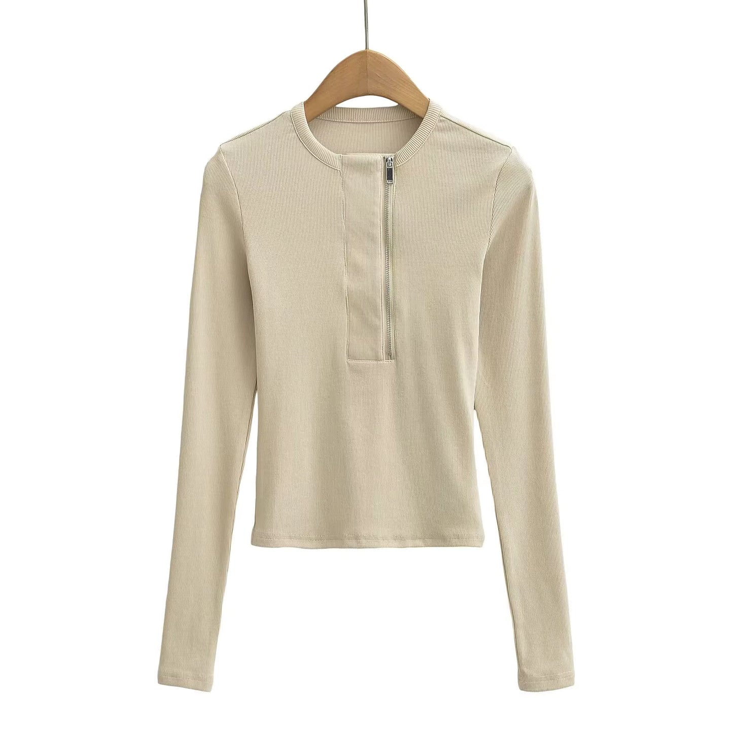 Women's Snake Bone Pattern Half Zip Shirt - Retro Long Sleeve Slim Fit Casual Top