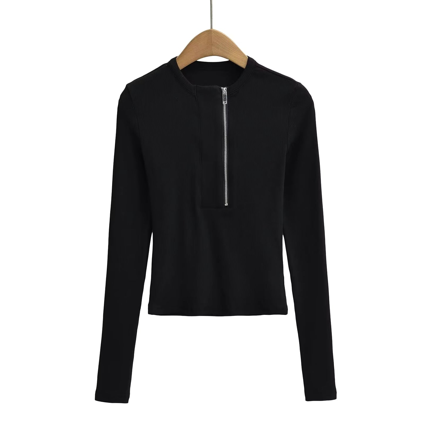 Women's Snake Bone Pattern Half Zip Shirt - Retro Long Sleeve Slim Fit Casual Top