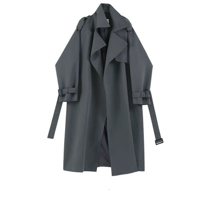 British Style Trench Coat - Mid-Length High Waist Windbreaker