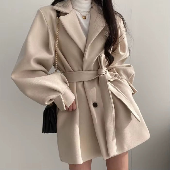 Puff Sleeve Button-Up Overcoat