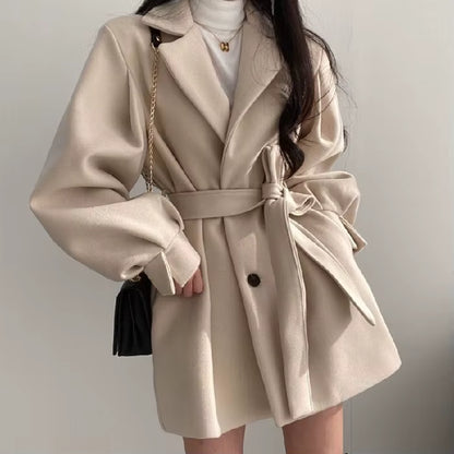Puff Sleeve Button-Up Overcoat