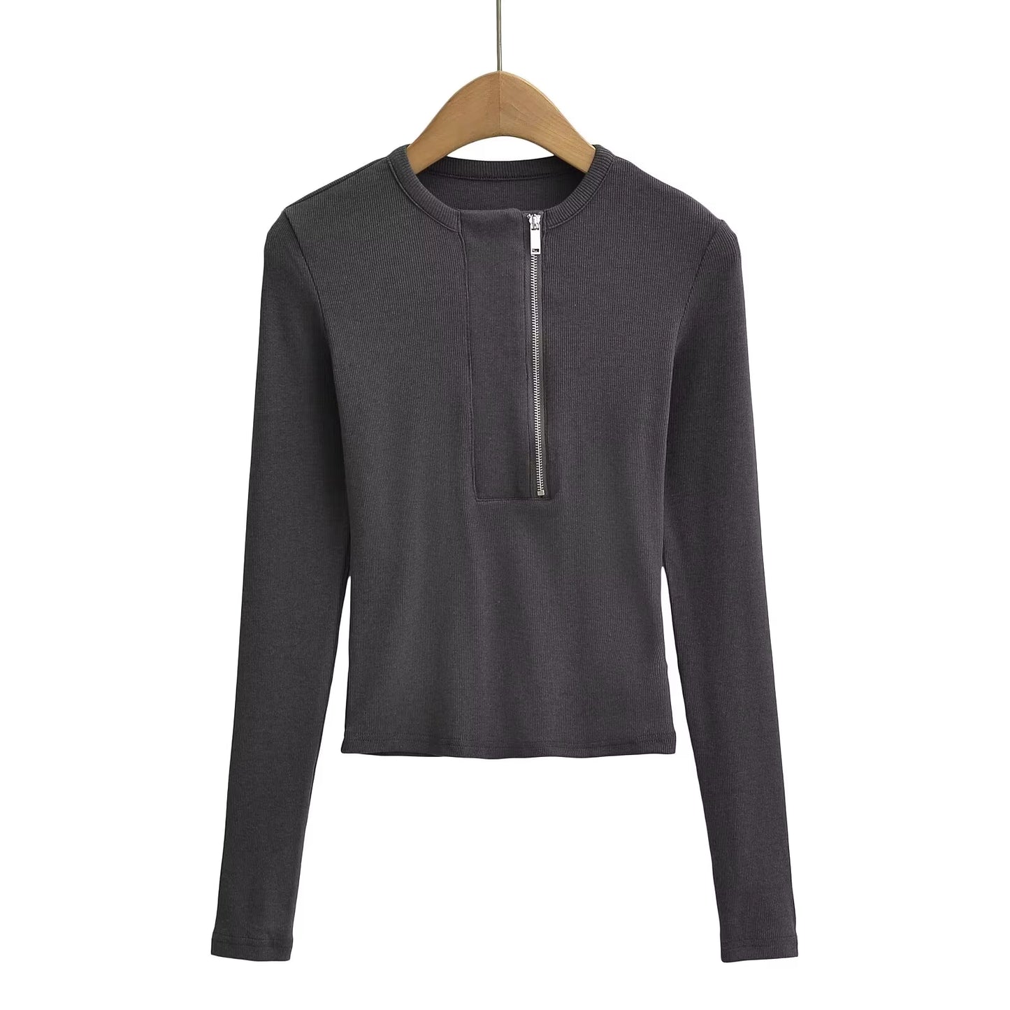 Women's Snake Bone Pattern Half Zip Shirt - Retro Long Sleeve Slim Fit Casual Top