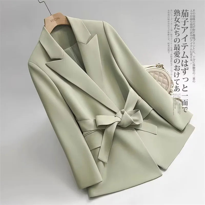 Lace-Up Belt Blazer - Korean Style Slim Fit Suit Jacket