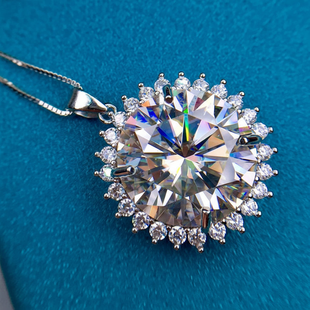 1.3 Carat Moissanite Snowflake Pendant Necklace - 925 Sterling Silver