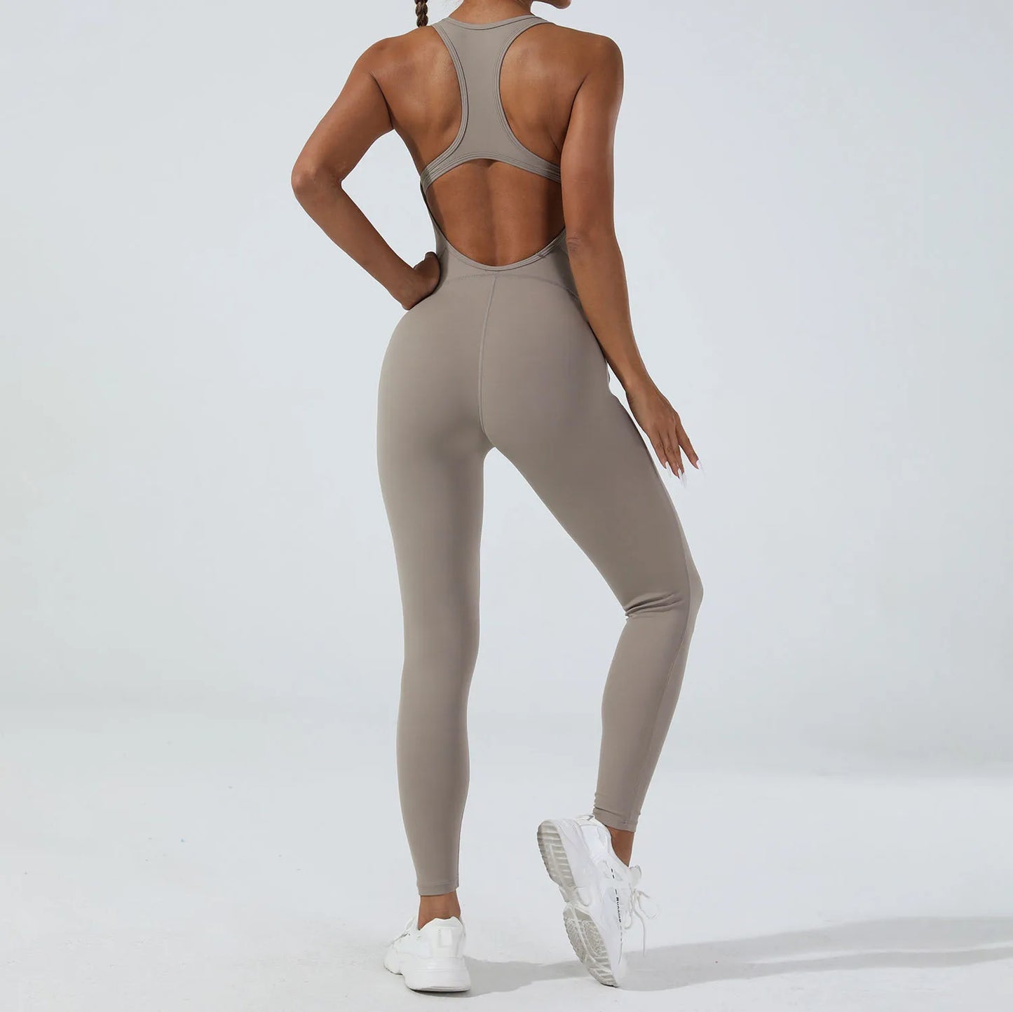 Sleeveless Yoga Jumpsuit - High Stretch Workout Romper