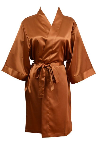 Women's Satin Kimono Robe - Short Silk Bridal Bridesmaid Wedding Robe