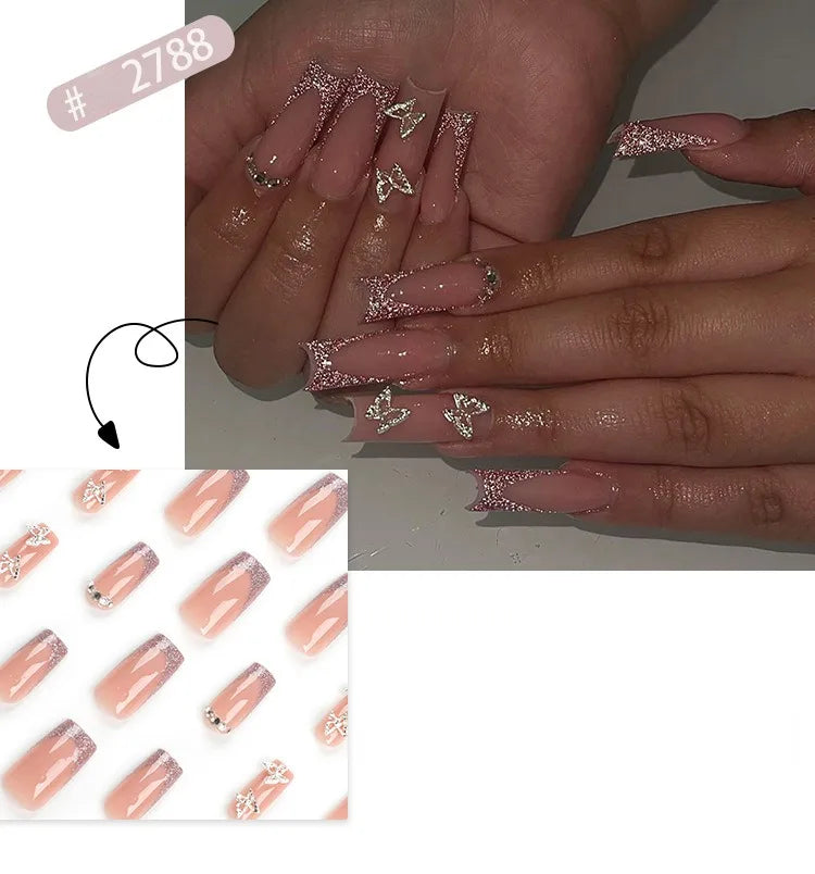 French Style Press-On Nails - 24 Piece Acrylic Artificial Nail Set