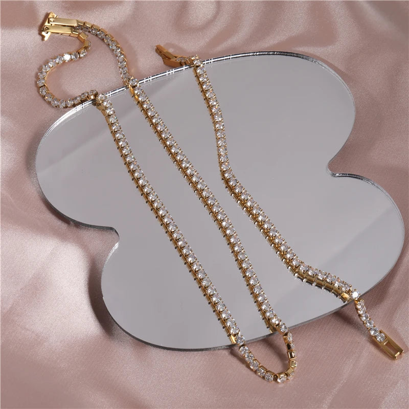 18K Gold Plated Tennis Necklace - Waterproof Zirconia Stainless Steel