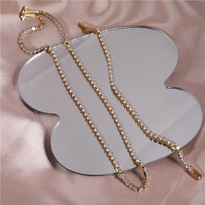 18K Gold Plated Tennis Necklace - Waterproof Zirconia Stainless Steel