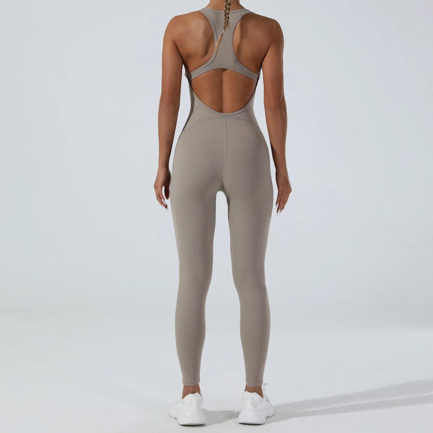 Sleeveless Yoga Jumpsuit - High Stretch Workout Romper