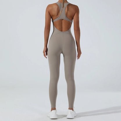Sleeveless Yoga Jumpsuit - High Stretch Workout Romper