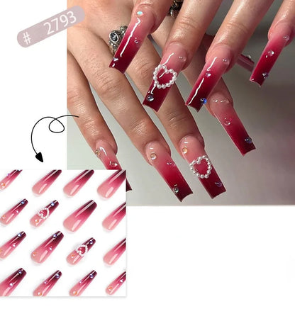 French Style Press-On Nails - 24 Piece Acrylic Artificial Nail Set