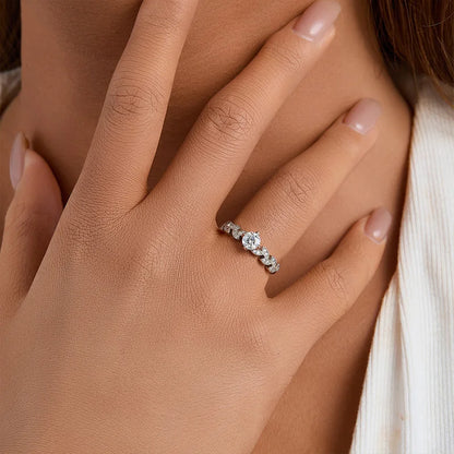 Leaf-Shaped Moissanite Ring - 925 Sterling Silver Classic Design
