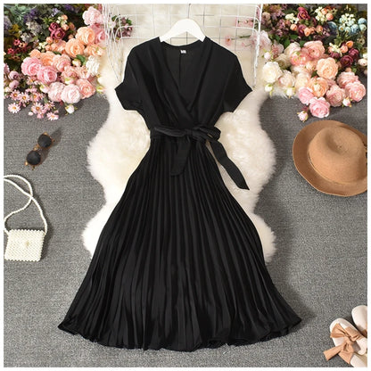 Side Zip Belt Dress with Lace-Up Bow Detail