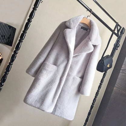 Long Faux Fur Coat - Luxurious Mink-Style Winter Jacket