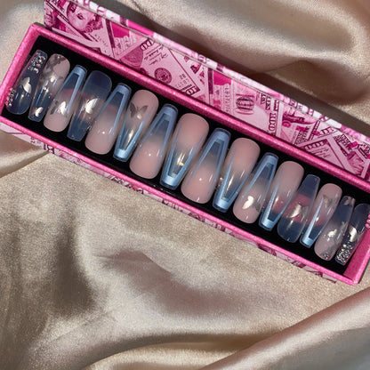 Handmade Pink Gel Press-On Nails - Custom Decoration Design (Wholesale Available)