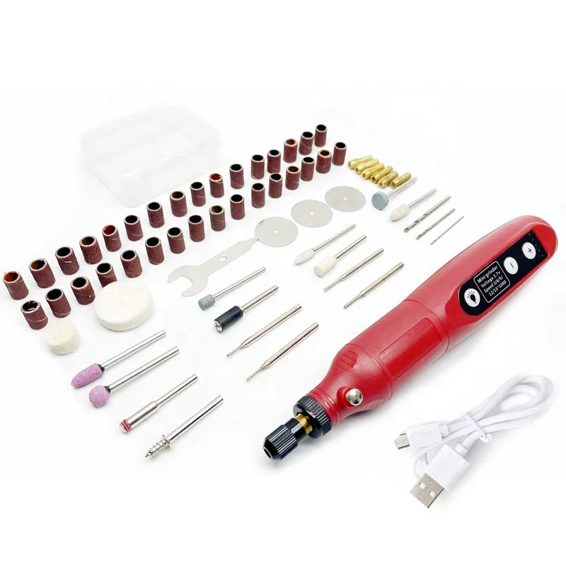Mini Electric Nail Drill - USB Rechargeable Rotary Grinder with 62 Accessories