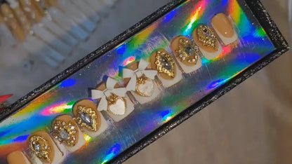 French White Butterfly Press-On Nails - Medium Length ABS Acrylic Artificial Nails