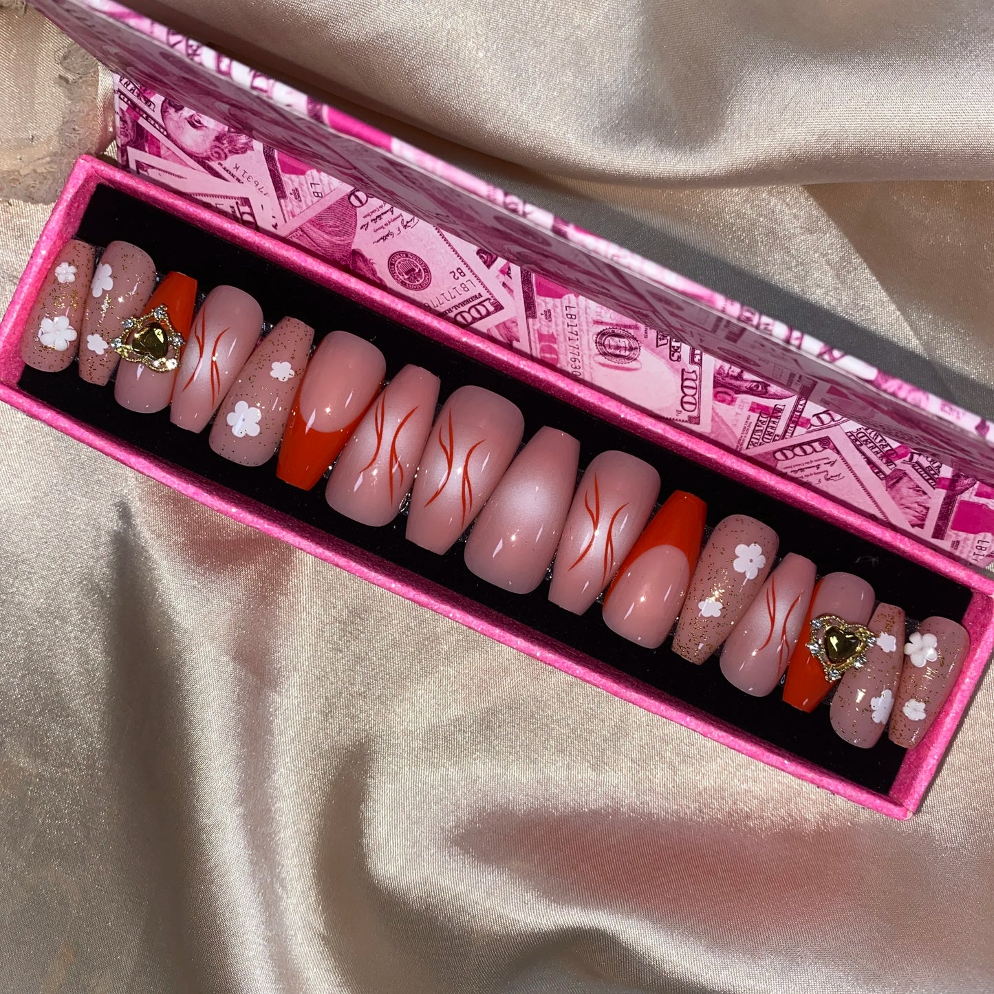 Handmade Pink Gel Press-On Nails - Custom Decoration Design (Wholesale Available)