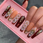 XL Glittery Rhinestone Press-On Nails - 50mm Long Full Cover Artificial Nails