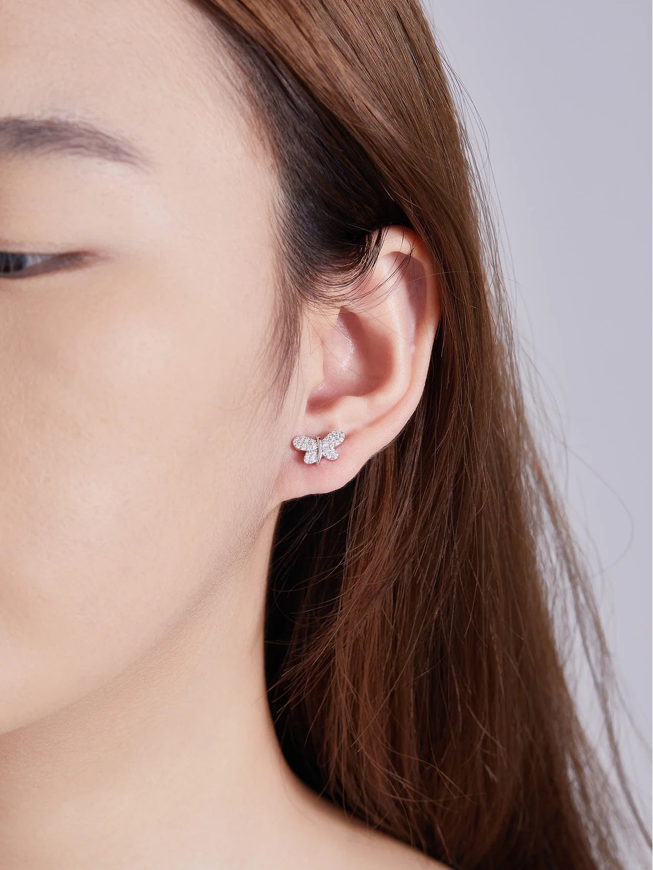 Butterfly Moissanite Stud Earrings - Gold Plated Engagement & Bridal Jewelry