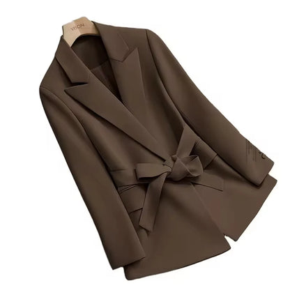 Lace-Up Belt Blazer - Korean Style Slim Fit Suit Jacket