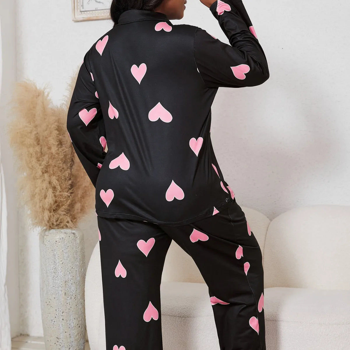 Heart Print Pajama Set