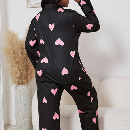 Heart Print Pajama Set
