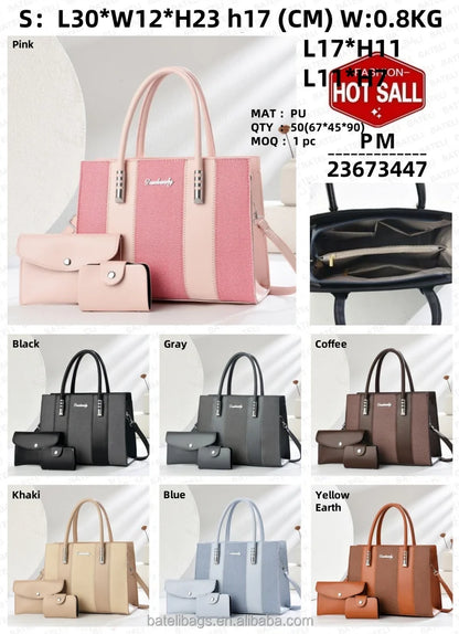 3-Piece Handbag Set - Shoulder Bag, Crossbody & Tote Combination