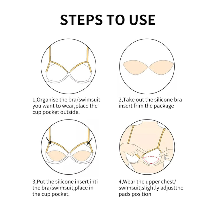 Silicone Breast Enhancer Inserts - Chicken Fillet Bra Pads with Nipple Covers