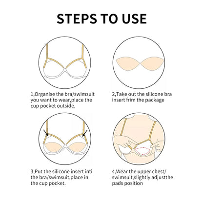 Silicone Breast Enhancer Inserts - Chicken Fillet Bra Pads with Nipple Covers