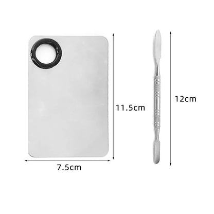 Stainless Steel Makeup Mixing Palette with Spatula - Professional Cosmetic & Nail Art Tool