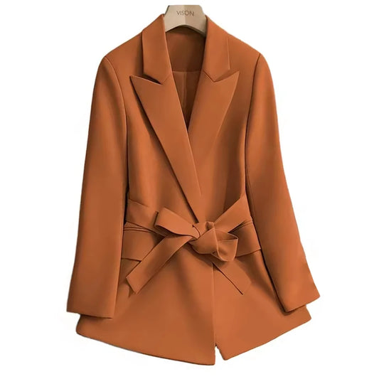 Lace-Up Belt Blazer - Korean Style Slim Fit Suit Jacket