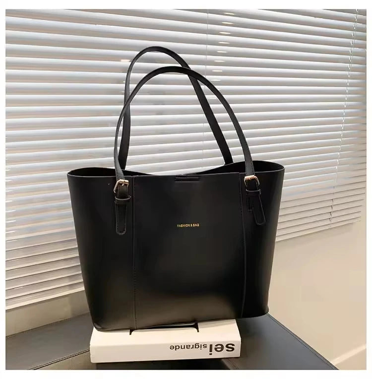 Korean Style Colorblock Tote Bag - Large Capacity Geometric Shoulder Bag