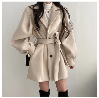 Puff Sleeve Button-Up Overcoat