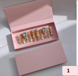 Long Square Glitter Rhinestone Press On Acrylic Nails