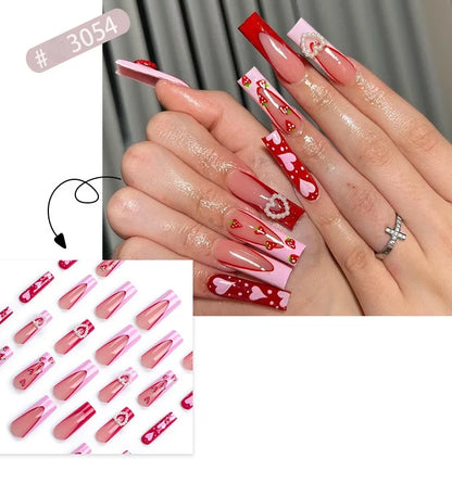 French Style Press-On Nails - 24 Piece Acrylic Artificial Nail Set