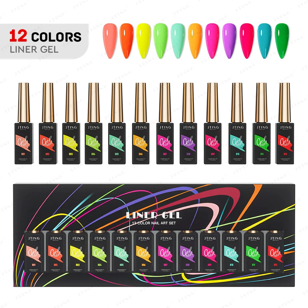 Neon Nail Art Liner Gel Set - UV LED Gel Polish