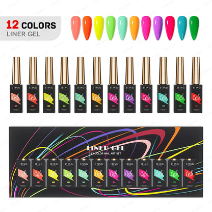 Neon Nail Art Liner Gel Set - UV LED Gel Polish