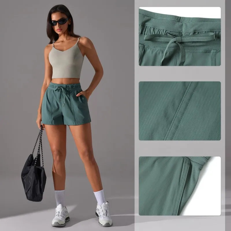 Drawstring Loose Fit Yoga & Fitness Shorts with Pockets