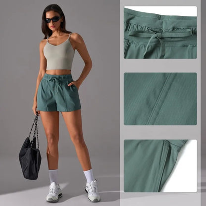 Drawstring Loose Fit Yoga & Fitness Shorts with Pockets