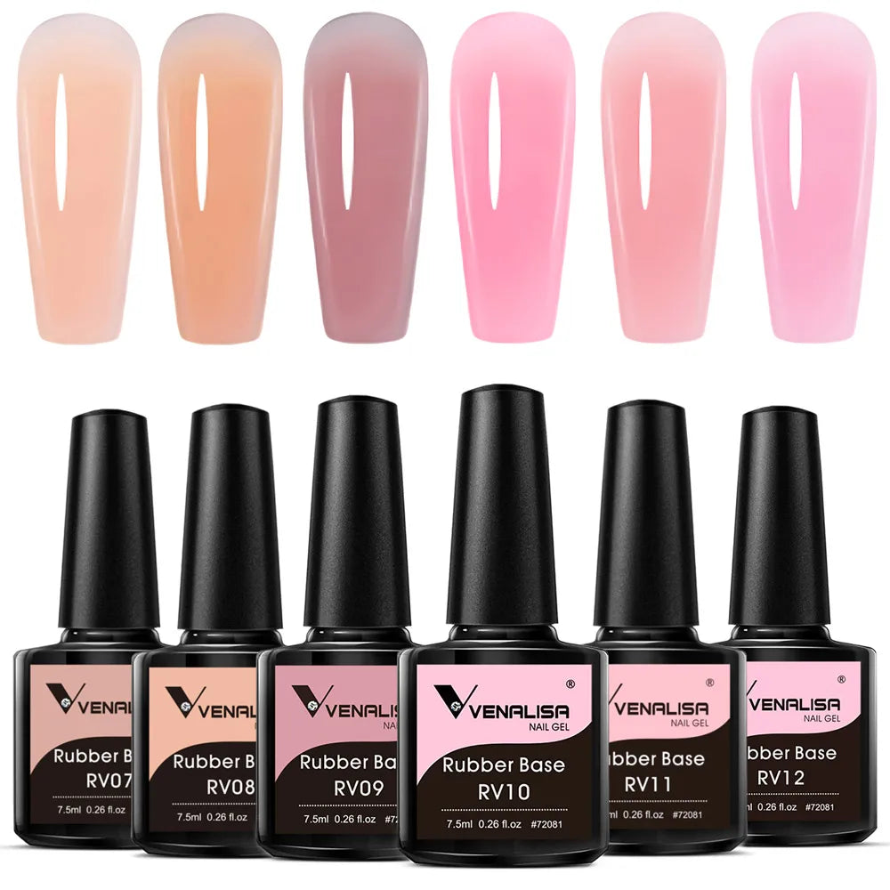 Venalisa Gel Nail Polish 6-Piece Kit - Red & Nude French Manicure Starter Set