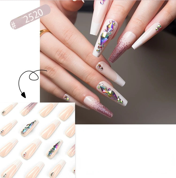 French Style Press-On Nails - 24 Piece Acrylic Artificial Nail Set