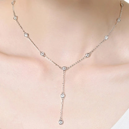 Sterling Silver Moissanite Bead Necklace - 1.1 Carat D VVS1 with Gold or Rhodium Plating