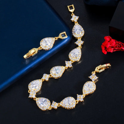 Sparkly Pear Cut Cubic Zirconia Tennis Bracelet - Rose Gold Copper